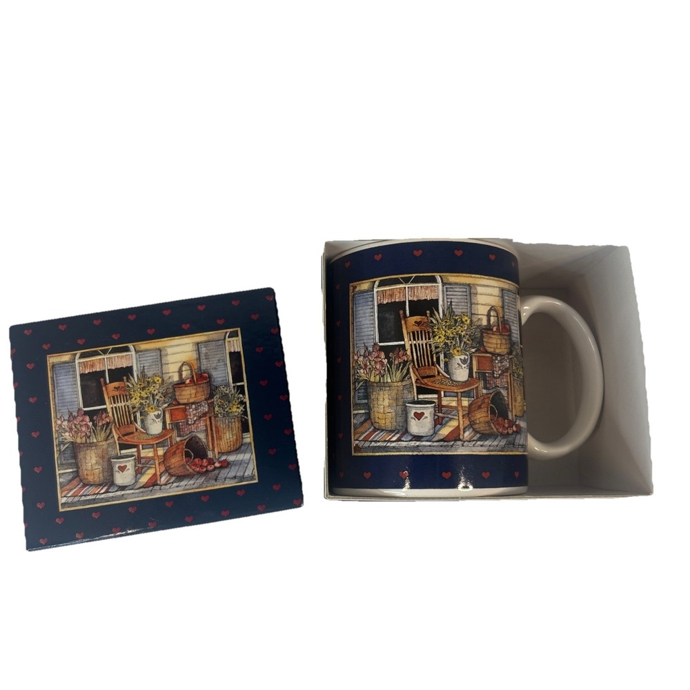 Susan Winget Ceramic Coffee Mug "Flowers on the Porch" Lang And Wise 96 with Box